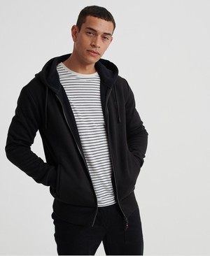 Superdry Trekker Fleece Cipzár Férfi Kapucnis Pulóver Fekete | RWGSZ5420